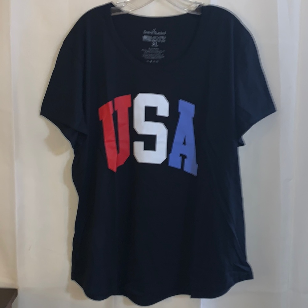 General Standard  Black T-Shirt Round Neck- with USA Extra Large New with Tags